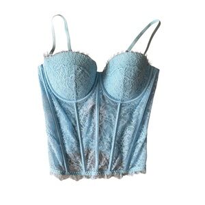 NWT Victorias Secret Light Blue Lace Bustier Lingerie Corset